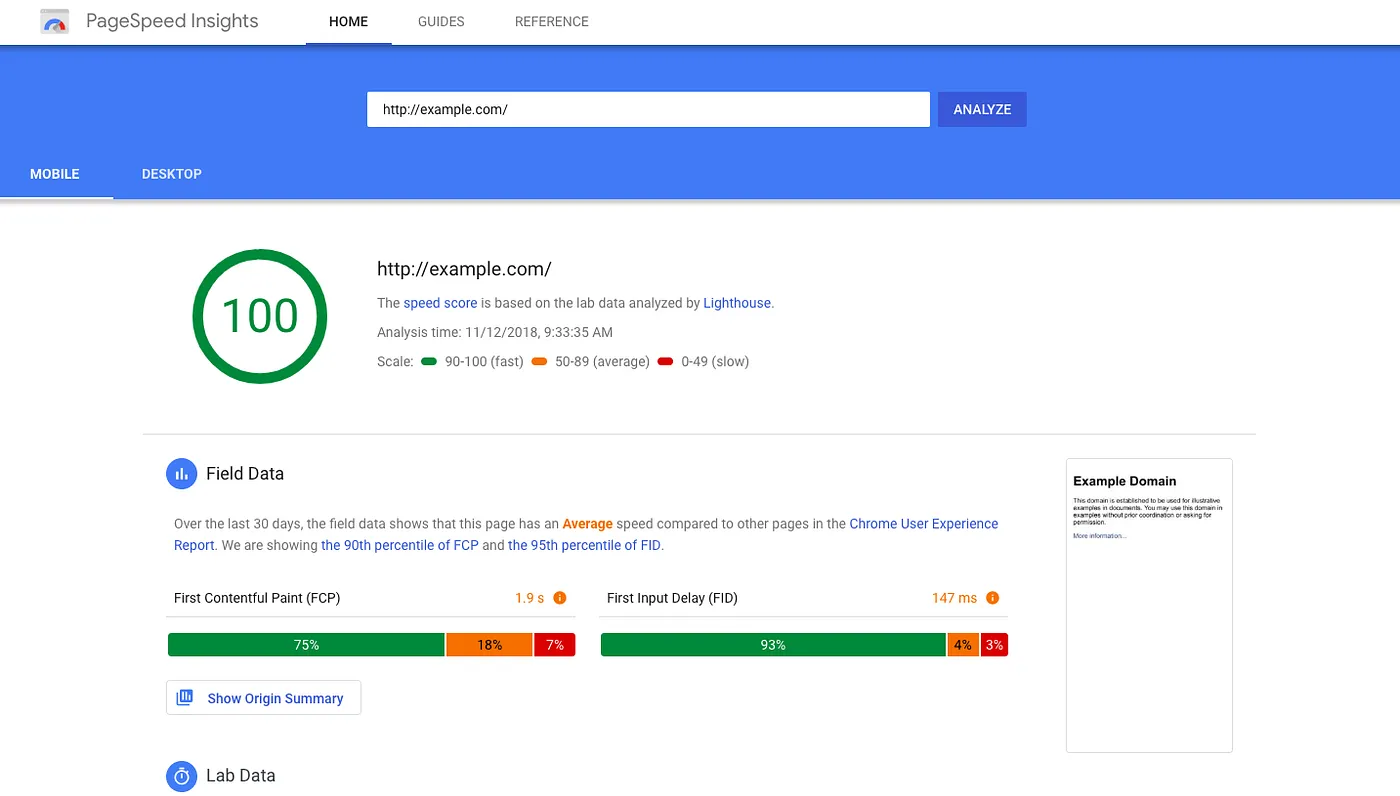 Analyze with PageSpeed Insights