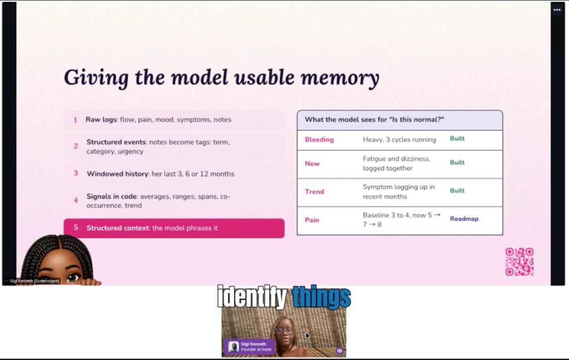 Presenting the memory slide live at AI Builders Global Conference 2026, with my camera feed below the slide